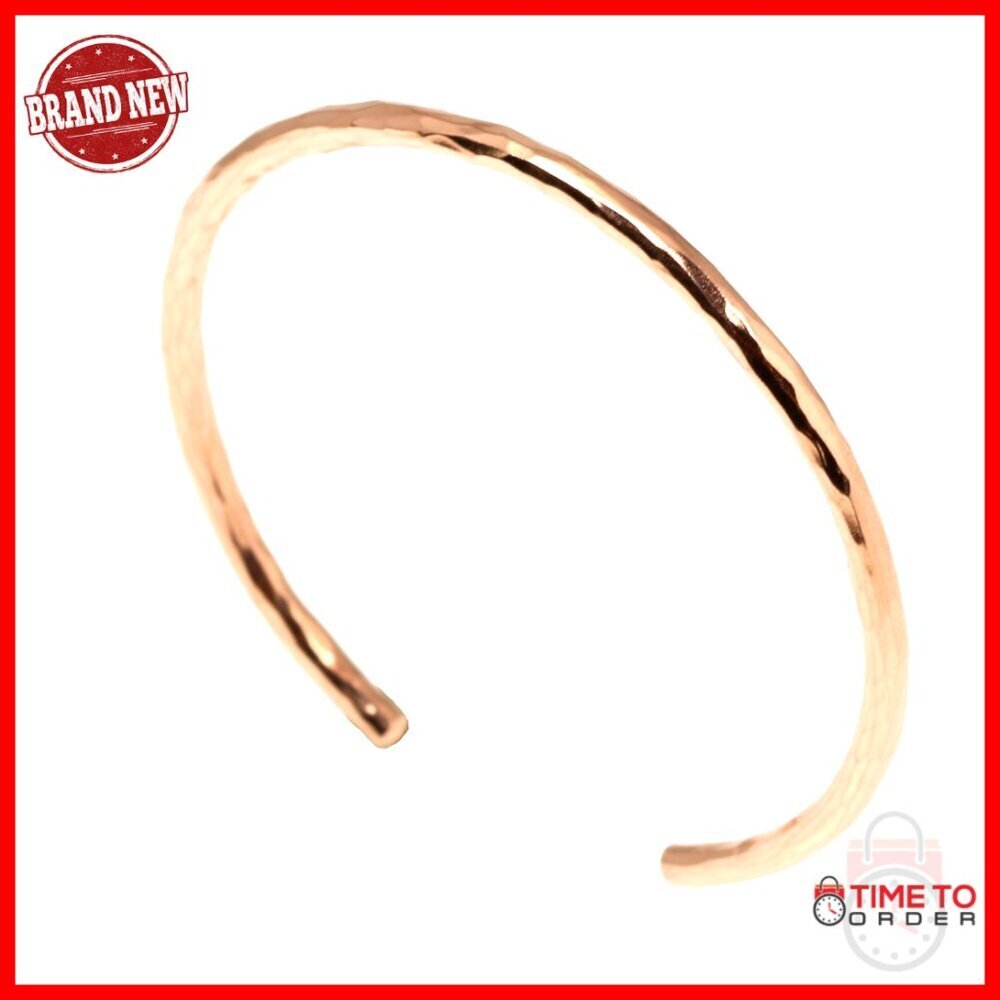 Hammered Copper Cuff Bracelet Handmade Minimal Boho Chic Adjustable Fit